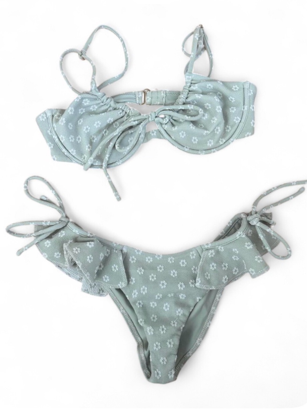 Montce floral jade swim suit Top size medium bottoms xs